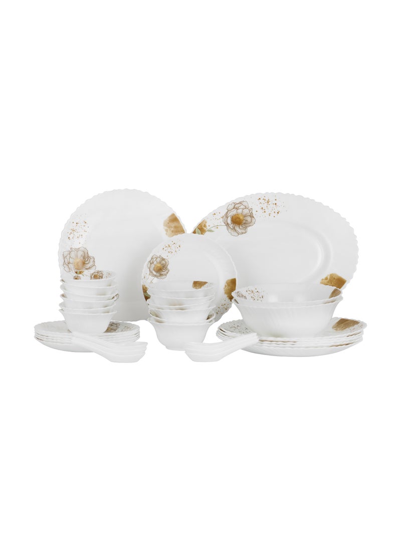 ديلكاسا طقم عشاء أوبال وير من ديلكاسا، 33 قطعة، DC3709، يتضمن طبق بيضاوي، وأطباق عشاء وأطباق مسطحة، وأوعية سلطة، وملاعق حساء - Image 1