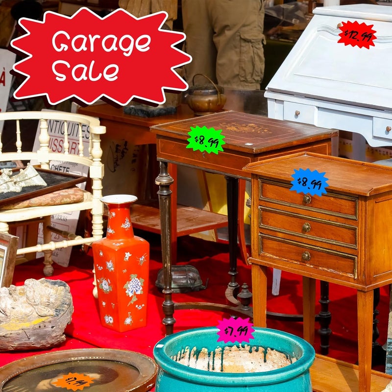 labelon 300 Pcs Garage Sale Price Stickers, Removable Adhesive Yard Sale Stickers with Space to Write Pricing (2"x3"), Star Explosion Signs Price Tag Stickers for Retail and Market - Image 3