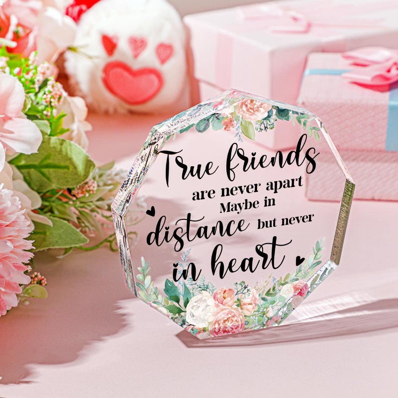 Chunful Gift for Friend Friendship Gift for Woman Birthday Gifts for Friend Going Away Gifts Plaque for Coworker Woman Retirement Gifts Acrylic Heart for Friendship Keepsake Decor (Watercolor Rose)  - Image 2