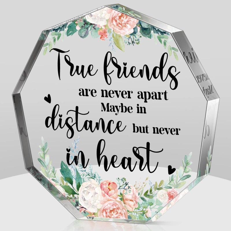 Chunful Gift for Friend Friendship Gift for Woman Birthday Gifts for Friend Going Away Gifts Plaque for Coworker Woman Retirement Gifts Acrylic Heart for Friendship Keepsake Decor (Watercolor Rose)  - Image 1