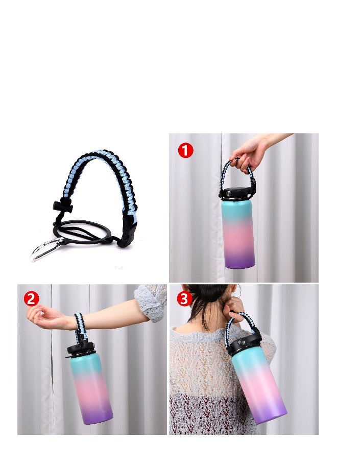 Generic Paracord Handle Shoulder Strap Compatible with Hydro Flask Wide Mouth Water Bottles 12oz To 64oz(Not for The New Hydro Flask 2.0) Bottle Strap For Walking Hiking Camping（Blue/Black）  - Image 4