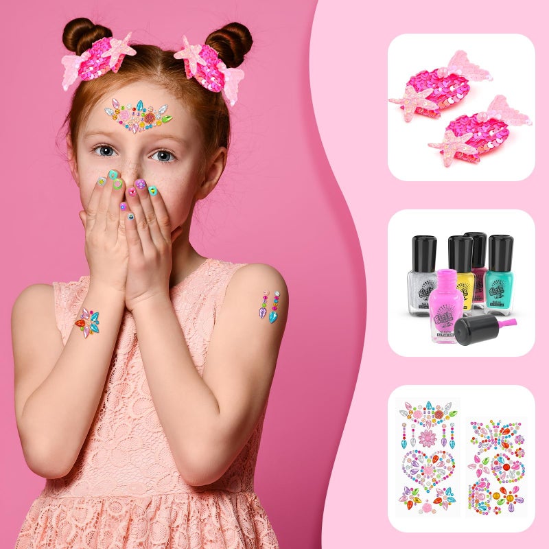 Amagoing Kids Nail Polish Set for Girls, All-in-One Nail Art Kit with Storage Box Ages 6-8, Non Toxic Peelable Nail Polish, Nail Dryer, Hair Clip, Girl Makeup Case Toys Birthday Gift for 5 6 7 8 9 - Image 4