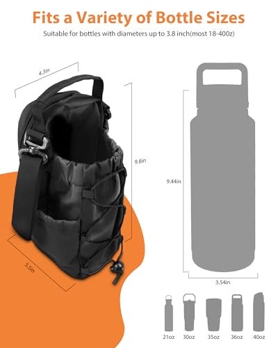Carttiya Magnetic Gym Bag for Men Women-Water Bottle Carrier Holder with Strap & Phone Pockets for 40oz Tumbler with Handle, 4 Built-in Magnets Small Gym Bag for Sports, Concert Airline Travel Walking - Image 3