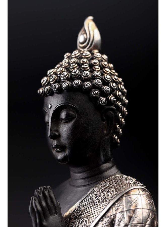 JORAE Seated Buddha Statue Buddhism Thai Meditating Home and Garden Decorative Sculpture Praying Collectibles Figurines, 9.5 Inches, Polyresin - Image 3
