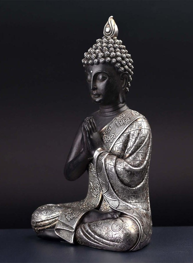 JORAE Seated Buddha Statue Buddhism Thai Meditating Home and Garden Decorative Sculpture Praying Collectibles Figurines, 9.5 Inches, Polyresin - Image 5