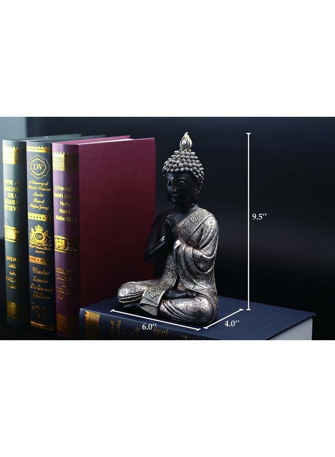JORAE Seated Buddha Statue Buddhism Thai Meditating Home and Garden Decorative Sculpture Praying Collectibles Figurines, 9.5 Inches, Polyresin - Image 2