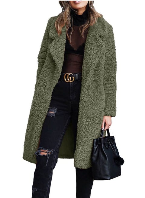 Women's Autumn/Winter Fashion Lapel Medium Length Plush Overcoat