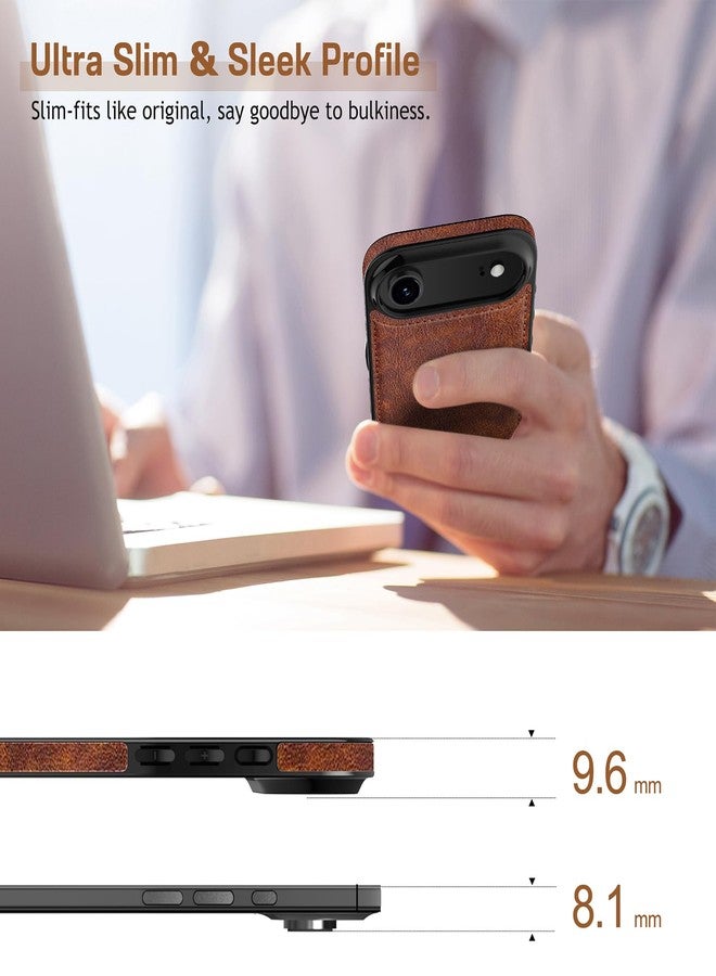 LOHASIC جراب LOHASIC لهاتف iPhone 17 Air، مصنوع من الجلد العتيق، رفيع وأنيق، فاخر، مصنوع من البولي يوريثان الناعم والمرن، مع غطاء واقٍ مانع للانزلاق، مناسب للرجال والنساء، متوافق مع iPhone 17 Air مقاس 6.5 بوصة (إصدار 2025) - بني عتيق - Image 4
