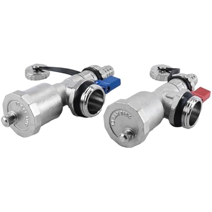 2PCS HEATING CIRCUIT DISTRIBUTOR, G1 DN25 BRASS INTEGRATED QUICK AUTOMATIC BLEEDER & DRAIN TAPS,120C MAX TEMPERATURE (RED+BLUE) - Image 1