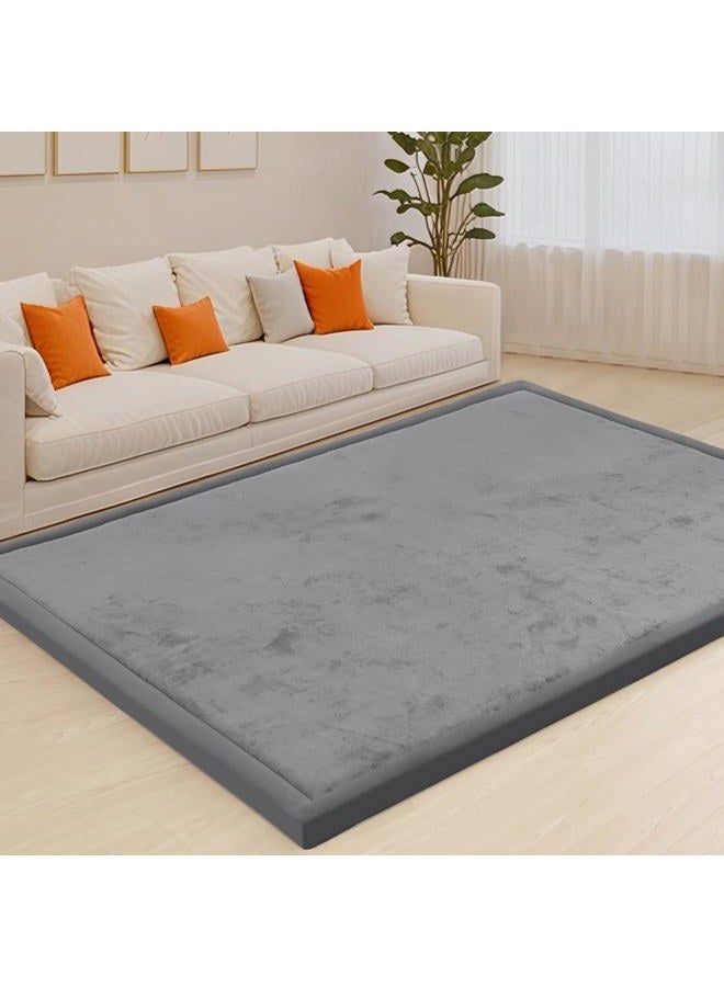 ACOMOPACK Baby Play Mat Area Rug for Living Room 1.3" Thick Memory Foam 59"×71" Dark Grey- Non-Slip Bottom for Kid, Toddler, Tummy Time Crawling Mat for Floor, Soft Velvet Nursery Rugs, Yoga - Image 1