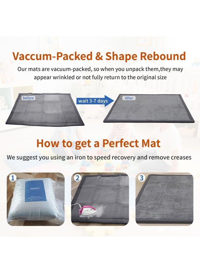 ACOMOPACK Baby Play Mat Area Rug for Living Room 1.3" Thick Memory Foam 59"×71" Dark Grey- Non-Slip Bottom for Kid, Toddler, Tummy Time Crawling Mat for Floor, Soft Velvet Nursery Rugs, Yoga - Image 5