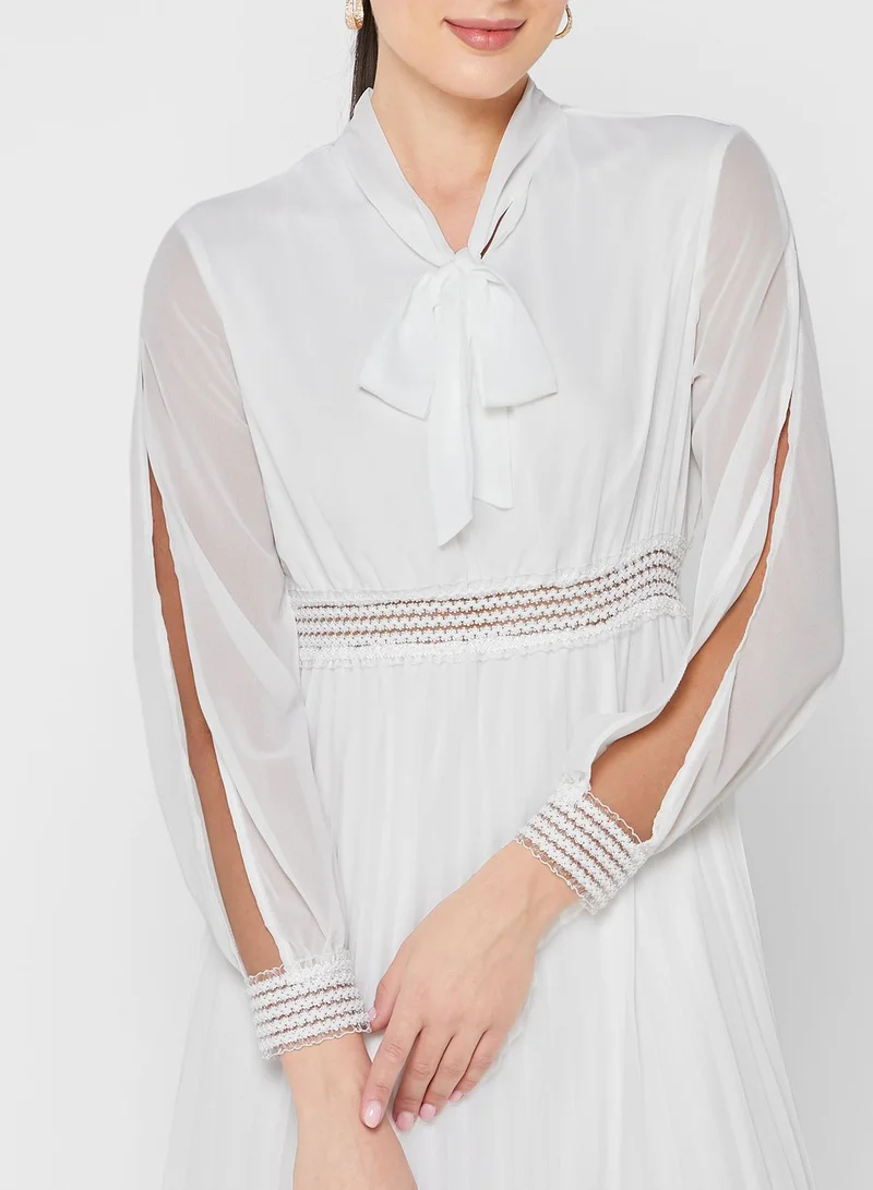 ELLA Neck Tie Pleated Dress