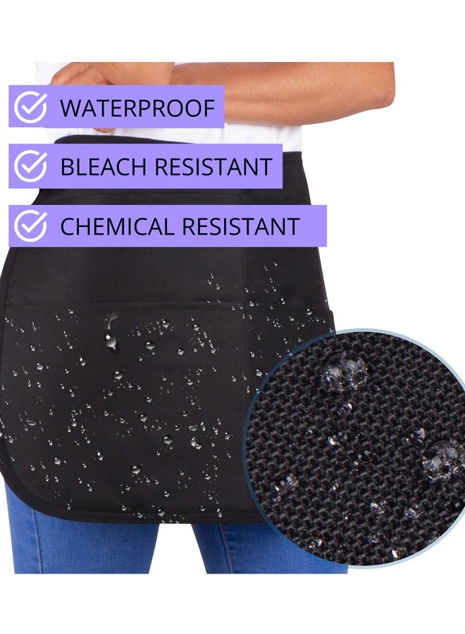 Waterproof Hair Stylist Apron with 5 Pockets, Bleach Proof Waist Apron for Salon - Image 3