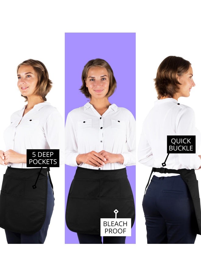 Waterproof Hair Stylist Apron with 5 Pockets, Bleach Proof Waist Apron for Salon - Image 4
