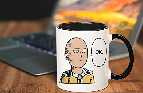 Fonhark - "Saitama One Punch Man Ok Ceramic Mug, Anime Coffee Cup, 11 Oz Novelty Coffee Mug/Cup - Image 4