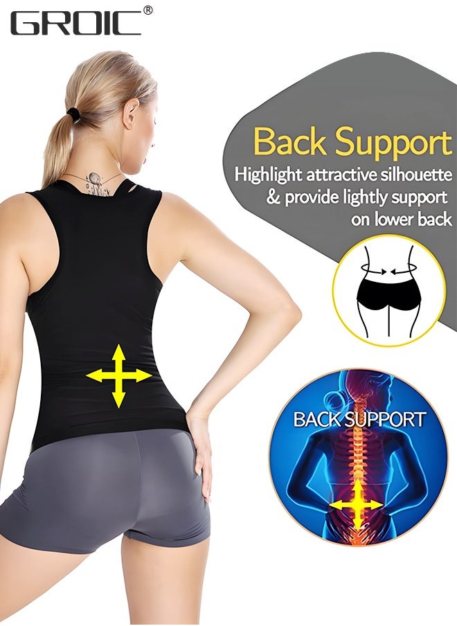 GROIC - Sauna Sweat Vest Workout Tank Top Waist Trainer for Women Compression Workout Enhancing Vest,Sauna Suit for Women Weight Loss Sauna Shirt Sweat Jacket Body Shaper - Image 1
