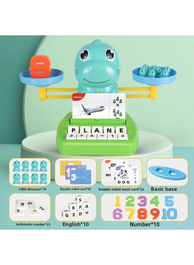 Dinosaur Balance Toy Children's Educational Graphics Digital Enlightenment Mathematics Knowledge Balance Scale Desktop Toy-Color:Upgraded Dinosaur Balance - Image 1