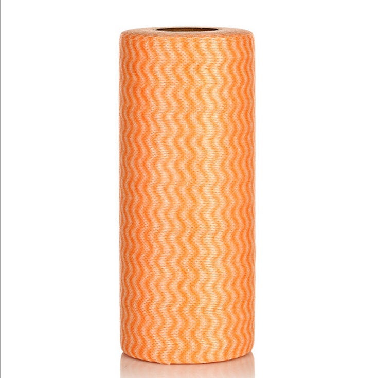 Korean-style non-woven wash-free cloth wavy non-woven disposable dish towel cloth (50 pieces) Orange