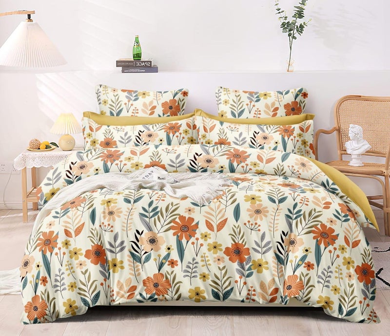 MOSHO 220 TC Glace Cotton King Size XXL 108x108 Inch / 9 Feet BedSheet Comforter Duvet Set Double Bed (ColorA) - Image 5