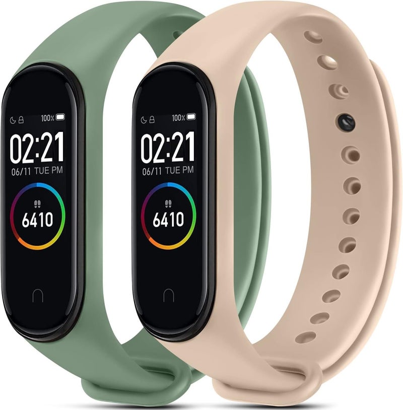 CERLINK Silicone Strap for Mi Band 3/Mi band 4 Xiaomi Smartwatch Band Lightweight Waterproof Sports & Fitness Straps (Peach,Green) - Image 1