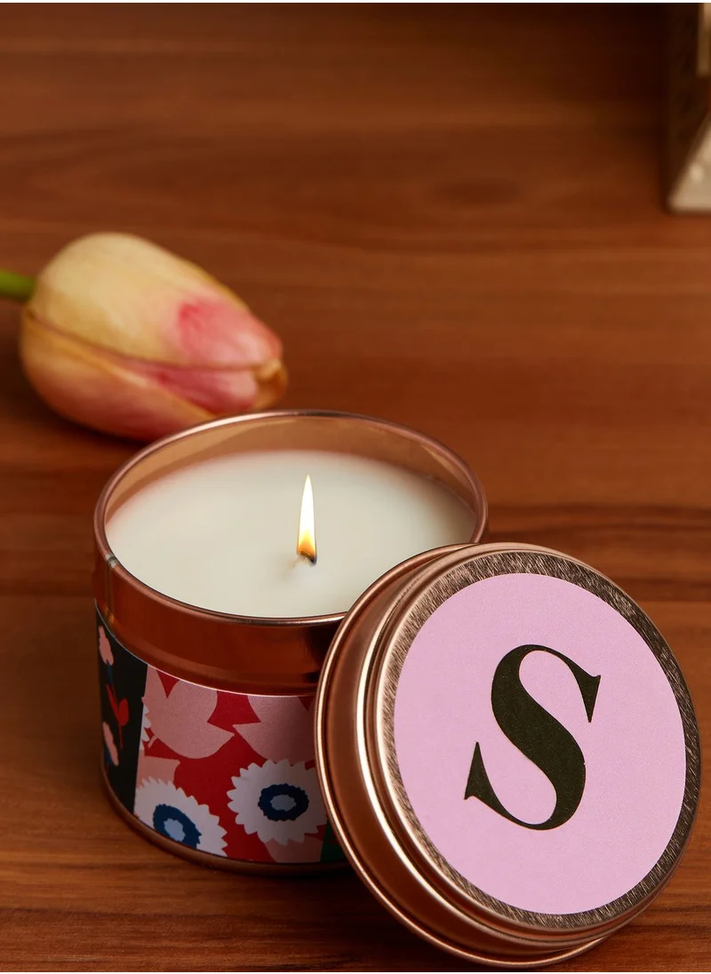 Flamingo Candles S Initial Floral Candle