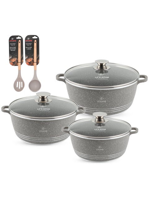 Cookware Set 8 pieces - Pots set Induction Bottom, Granite Non Stick Coating 100% PFOA FREE, Die Cast Cooking Set include Casseroles And Kitchen Utensils