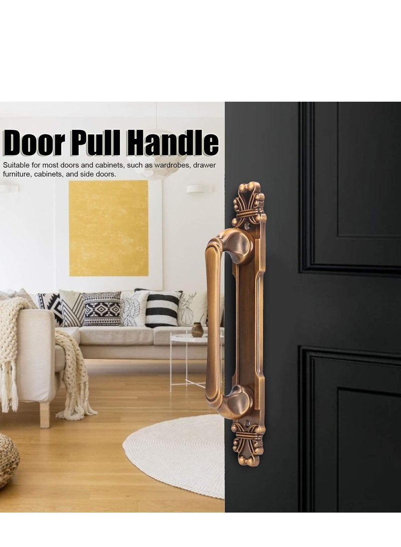 SYOSI Vintage Door Handle, European Style Door Pull Handle, Antique Door Handles with Back Plate, Rustic Barn Door Grab, Gates, Sheds, Garages, Sliding Barn Doors (11x1.7x2.2inch) - Image 2