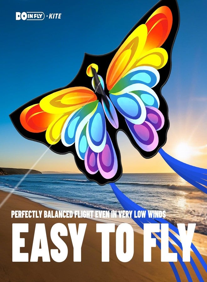 Doinfly 2 Pack Butterfly Kites, for Kids and Adults, Easy to Fly for Beginners, 55" x 27" with Vibrant Print and Winder, Perfect for Beach, Park, Backyard Flying & Family Outdoor Activities - Image 3