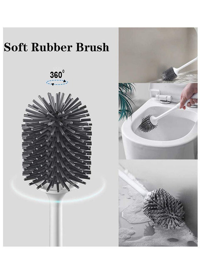 NIBEMINENT Silicone Toilet Bowl Brush Set White/Black/Grey 4.4x4.9x7.5inch - Image 2