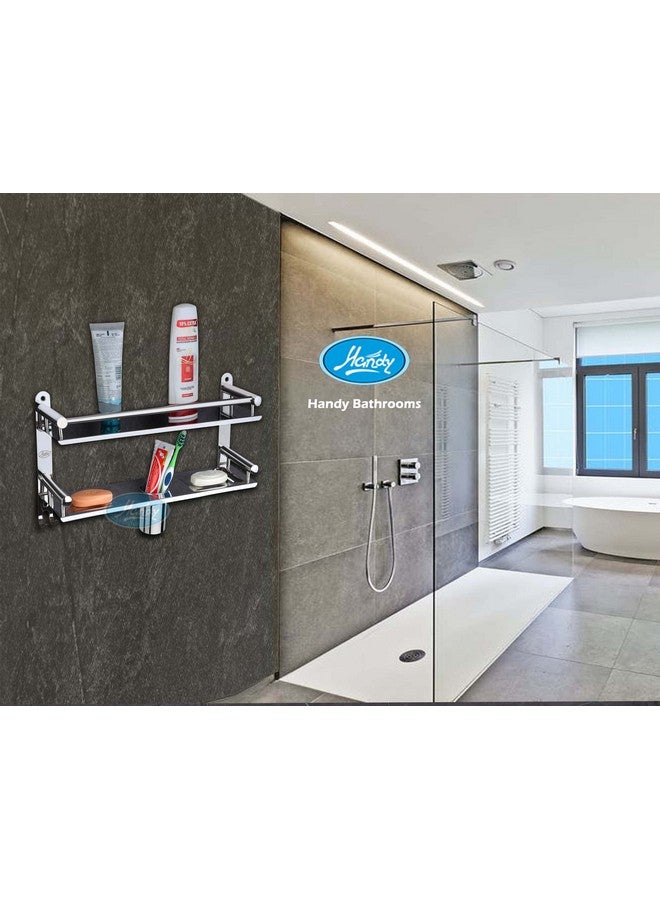 HANDY Bathroom Accessories Stainless Steel Bathroom Shelf with Double Soap Dish | Toothbrush Holder and Hook Multipurpose Bathroom Shelves Organizer 16 x 5X 9 inch - Image 5