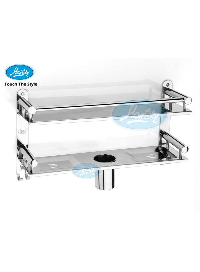 HANDY Bathroom Accessories Stainless Steel Bathroom Shelf with Double Soap Dish | Toothbrush Holder and Hook Multipurpose Bathroom Shelves Organizer 16 x 5X 9 inch - Image 4