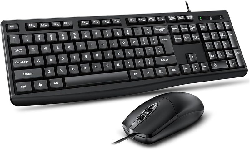 Vbestlife Wired Keyboard and Mouse Combo Full Size Ergonomic PC Laptop Black - Image 2