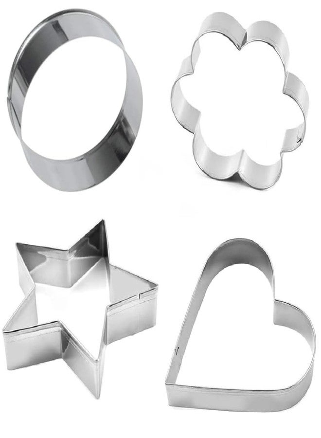Prostuff.in مجموعة قوالب تقطيع البسكويت من Prostuff.in® - 12 قطعة، أشكال قلب، نجمة، دائرة، زهرة، قوالب تقطيع بسكويت من الفولاذ المقاوم للصدأ، مناسبة لتقطيع عجة البيض والبسكويت والمعجنات والفواكه (فضي) - Image 1