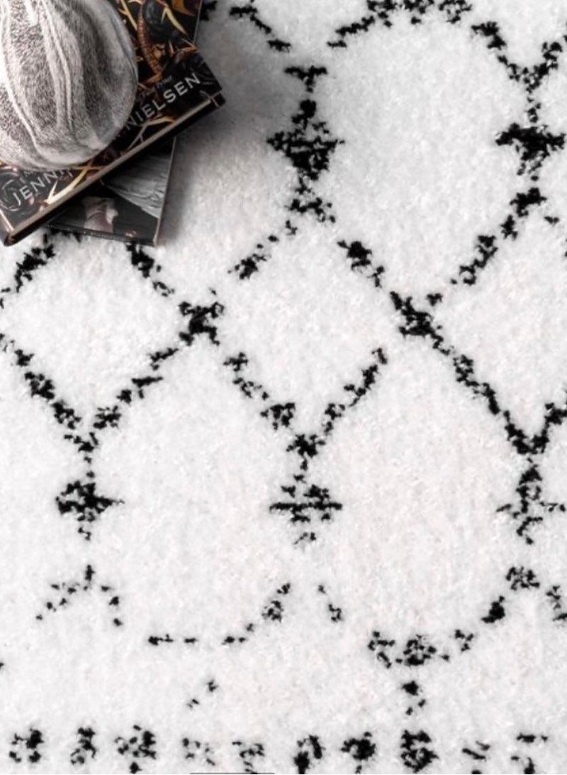هاند بيكد فيرنتشر Handpicked Furniture Moroccan Inspired Black Rug, Ultra Soft Area Carpets For Bed Room, Living Room, And Dining Room, Antislip Floor Carpets, Easy To Clean, Made In Turkey - Image 3
