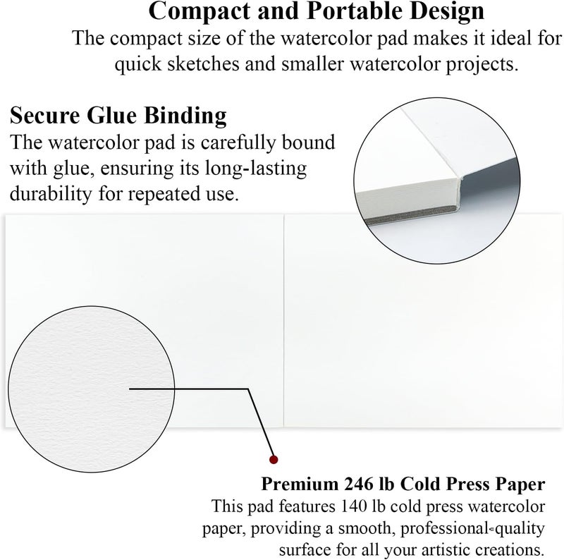 Fuxi Small Watercolor Sketchbook, 2-Pack - 5.5" x 8.5" | 140lb/300gsm Cold Press Watercolor Paper, 30 Sheets Per Pad. - Image 2