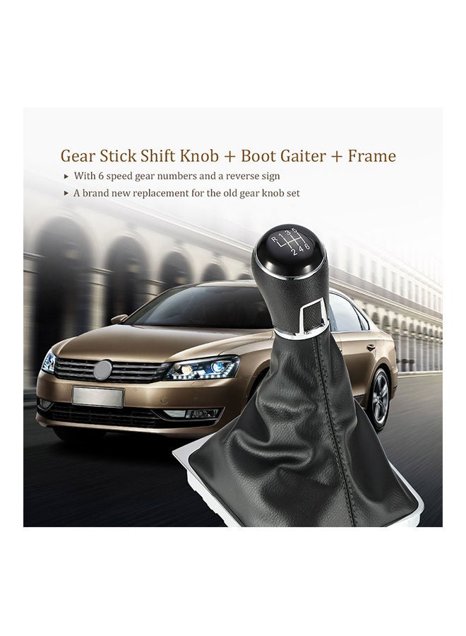NIBEMINENT 6 Speed Gear Shift Knob Leather Boot for VW Passat B7 - Image 2