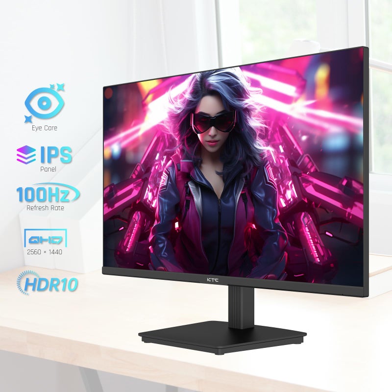 KTC 24 Inch QHD 2560x1440 IPS Computer Monitor, 100Hz Zero-Frame 2K Gaming Office Monitor, Adaptive Sync, HDR10, VESA, Tilt Adjustable, Low Blue Light, DisplayPort, HDMI, H24T27 - Image 2