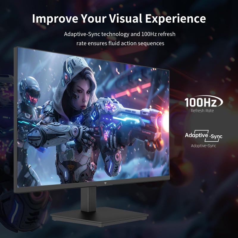 KTC 24 Inch QHD 2560x1440 IPS Computer Monitor, 100Hz Zero-Frame 2K Gaming Office Monitor, Adaptive Sync, HDR10, VESA, Tilt Adjustable, Low Blue Light, DisplayPort, HDMI, H24T27 - Image 3
