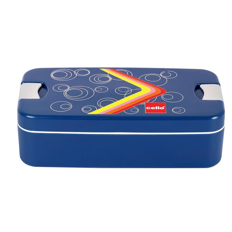 Cello Cello Food Mate Snap Lock Plastic Lunch Box, 713ml, Blue | 2 Compartment with 2 Side Lock for School Kids and Adults | Leak-Proof Snacks Tiffin box for school Kids, Office, Picnic & Travelling  - Image 1