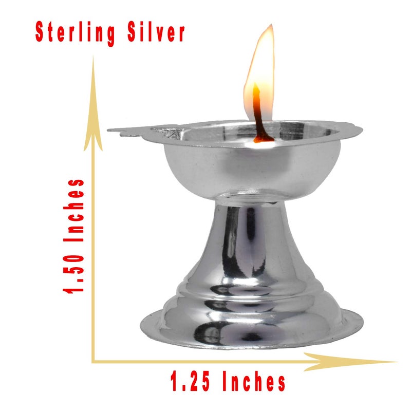 PRD CARATCAFE Pure Silver 925 DiyaDeepak Pair For Diwali Puja 2 Pcs Silver Gift Article - Image 4