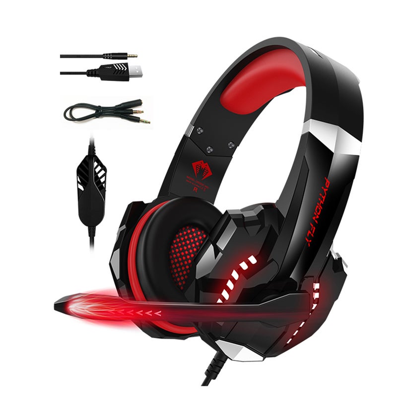 Python Fly G9000pro Gaming Headset with Noise Isolating 120-degree Adjustable Mic 40mm Driver Unit Wide Compatibility Red - Image 2