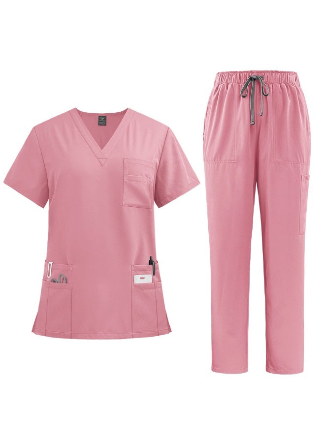 NIBEMINENT Women's Medical Scrubs Uniform Set 2-Piece, Unisex Fit Soft Scrubs Top & Pants - Image 1