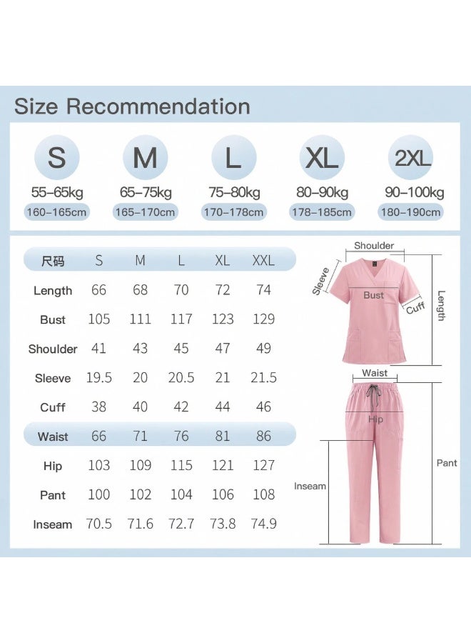 NIBEMINENT Women's Medical Scrubs Uniform Set 2-Piece, Unisex Fit Soft Scrubs Top & Pants - Image 2