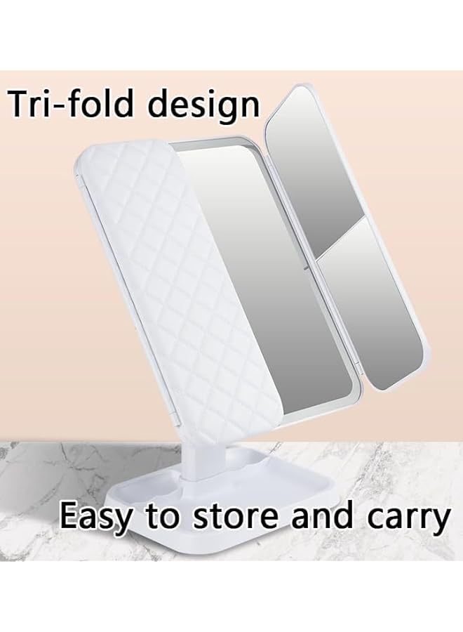 The Bros Smart Mirror Vanity, 1X/2X/3X Magnification and Touch Screen Dimming, Folding Three-Sided Makeup Mirror 180 ° Rotation,Portable Travel Cosmetic Mirror (white) - Image 5