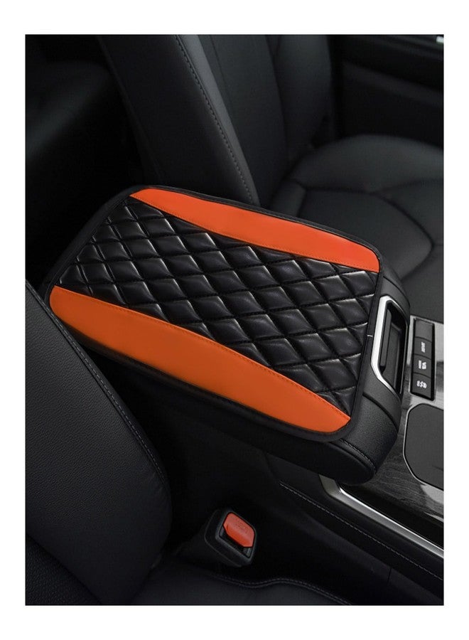 Ohleats Car Center Console Cushion Pad, PU Leather Waterproof Auto Armrest Box Cover Protector, Comfortable Armrest Seat Box Cover Mat, Universal Car Accessories for SUV Truck (Orange) - Image 1