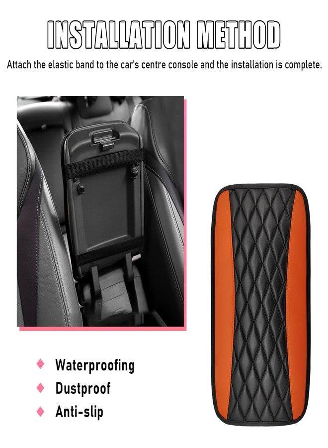 Ohleats Car Center Console Cushion Pad, PU Leather Waterproof Auto Armrest Box Cover Protector, Comfortable Armrest Seat Box Cover Mat, Universal Car Accessories for SUV Truck (Orange) - Image 5