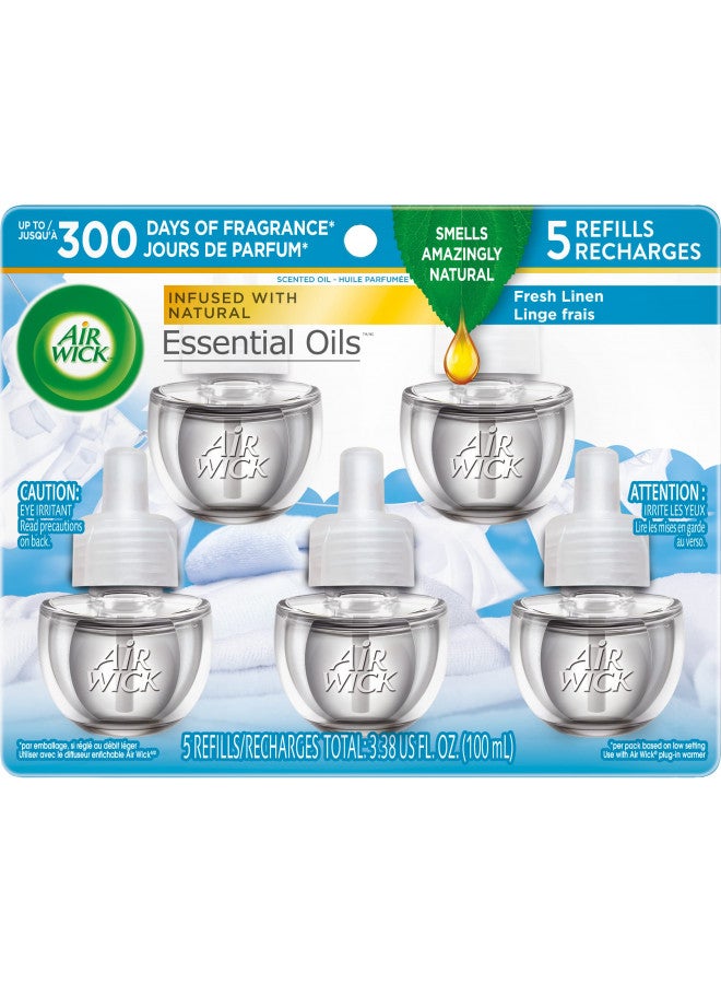 Air Wick Air Wick Plug in Scented Oil Refill, 5ct, Fresh Linen, Essential Oils, Air Freshener  - Image 1