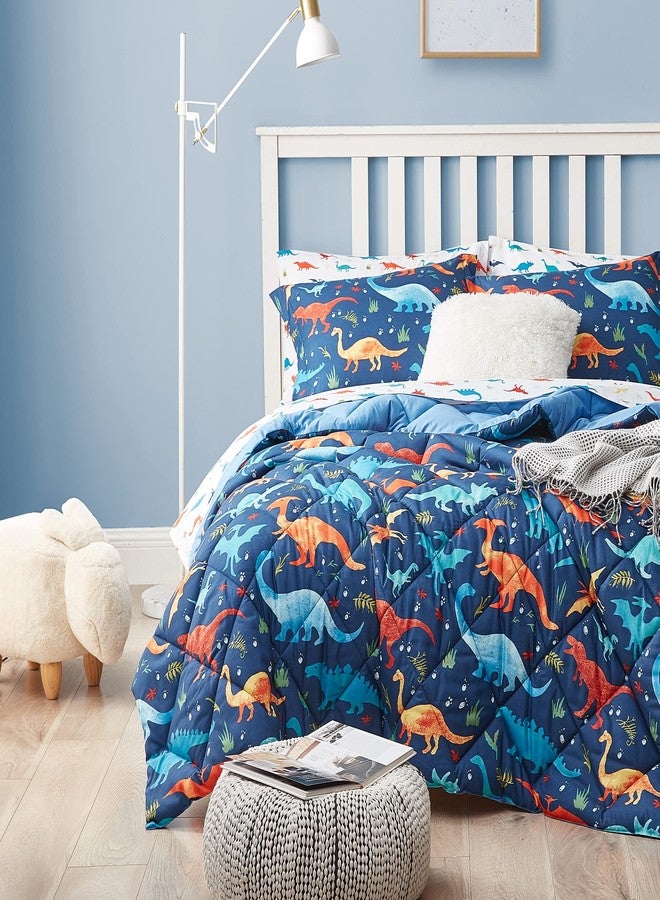 UMCHORD Kids Twin Bedding Comforter Set for Boys, 5 Pieces Soft Lightweight Dinosaur Bedding Twin Set with Sheets, Bed in a Bag, Durable Boys Twin Comforter Set - Image 1