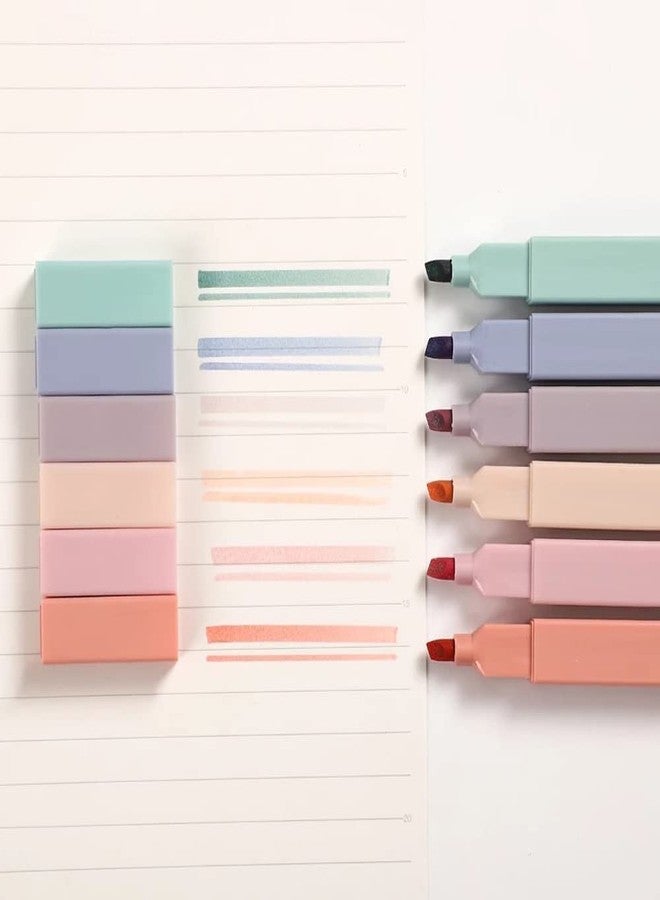 kunya® 6 Pcs Aesthetic Cute Highlighters no bleed Dry Fast Easy to Hold, Mild Assorted Colors With Soft Chisel Tip for Journal Bible Planner Notes School Office Supplie - Image 1
