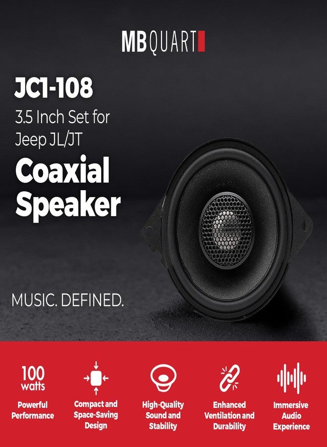 MB Quart 3.5” Coaxial Speaker Set for Jeep Wrangler JL/Gladiator JT, Front Dash or Rear Soundbar Upgrade, Direct Fit Car Audio with OEM Wiring, Black - Image 2